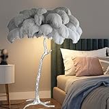 Ele Stehlampe mit Straußenfedern, für Schlafzimmer und Wohnzimmer, silberfarbener Sockel, 3 Farboptionen, dimmbar, LED-Beleuchtung, Heimdekoration, moderne Bodenleuchte