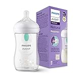 Philips Avent Babyflaschen Natural Response – Babyflaschen mit AirFree Ventil, 260 ml, BPA-frei, für Neugeborene ab 1 Monat, Bärenmotiv (Modell SCY673/82)
