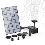 Solarbetriebene Wasserbrunnenpumpe, Solar-Wasserbrunnen mit 6 Düsen und langer Schnur für Gartenteiche, Vogeltränke und DIY-Wasserspiele