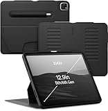 ZUGU iPad Pro 12.9 Hülle 2022/2021 6. / 5. Generation, schlanke Schutzhülle 10 Winkel-Ständer magnetisch, Aufladen iPad Stiftes Auto Sleep/Wake Up [ iPadPro 12.9 Schwarz ]