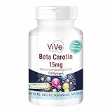 Beta Carotin 15 mg - 120 Softgels - 2,5 mg Retinoläquivalent (RAE) / 5000 I.E. Vitamin A, 4 Monats-Versorgung | Qualität aus Deutschland von ViVe Supplements