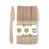 BIOZOYG Einwegmesser Holz 100 Stück 18cm | Essbesteck Messer Holzbesteck Einweg Bio Einweggeschirr Holz Einwegbesteck Holzmesser Einmalbesteck Schmiermesser wooden Knife Besteck