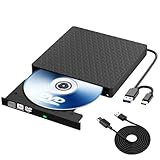 Externes DVD Laufwerk, USB 3.0 Type-C Extern DVD Brenner Extern CD Laufwerk für Laptop PC, Externe Optische Laufwerke +/-RW ROM, Externer CD/DVD Player für Windows 11/10/8/7/XP/Vista Linux MacOS