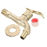 Housoutil Retro-Wasserhahn handhaben im Freien klopfen einzel Badezimmerarmaturen Waschmaschinenhahn Dual Wasserhahn zur Wandmontage Badezimmerzubehör Schlauchhahn Zinklegierung Golden
