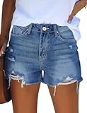 Roskiky Kurze Hosen Damen Damen Shorts Sommer Sommer Hosen Frauen Mom Jeans Shorts Jeans Damen Damen Jeans Sommer Zerissene Damen Jeans Blau M