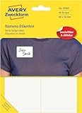 AVERY Zweckform Art. 51065 Namensetiketten für Kleidung (40 Namensaufkleber, 80x54mm, selbstklebend, Textiletiketten aus Folie, Namensschild handbeschriftbar, einfach ablösbar) 10 Blatt, weiß