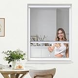 jarolift 4 in 1 Zanzara Insektenschutzrollo Fliegengitter für Fenster, Bausatz mit Aluminium-Rahmen, Robustes Fiberglas-Gewebe, 130 x 160 cm (B x H), Weiß