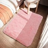 Blivonta Pinker Teppich für Mädchen-Schlafzimmer, flauschiger Teppich für Kinderspielzimmer, pelziger Teppich für Kinderzimmer, zotteliger Teppich für Teenager, Wohnzimmer, dicker flauschiger