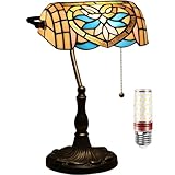 Bankers Lampe, Buntglas-Tischlampe im Tiffany-Stil, mit Zugkettenschalter, für Zuhause, Büro, Schlafzimmer, Arbeitszimmer, Nachttischbeleuchtung
