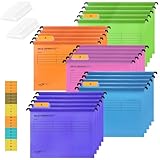 XHDA Hängemappen A4, 25 Stück Polypropylen, Hängemappen mit Reitern und Karteneinsätzen, für Schule, Zuhause, Arbeit, Büro, Organisation (5 Farben)