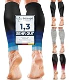 aZengear Wadenbandage Muskelfaserriss für Herren, Damen, Fußlose Waden Kompressionsstrümpfe zur Abhilfe bei Schienbeinkantensyndrom und Krämpfen, Sport (Schwarz mit Marineblau, L/XL)