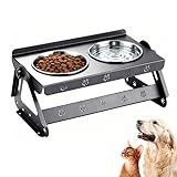 Hundenapf Erhöht, Hundebar Höhenverstellbar Futternapf, Futterstation 2 Große Eingedickte Edelstahlschalen, Futterstation Mit Verstellbarem Ständer Ideal Für Hunde Und Katzen (Schwarz)
