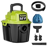 Kleiner 2,5 Gallonen Staubsauger, HP 1,5 Peak Mini Staubsauger mit Blasfunktion, 3.0 m Reinigungsbereich, 3-in-1 Nass Trockensauger für Boden/Auto/Garage