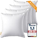 Gentle North Kopfkissen (40x40 cm groß) - 4er Set Kissen für Bett und als Dekokissen - Mit Reißverschluss für Füllung - Sofakissen - Zierkissen für Couch und Sofa - Ökotex - Waschbar bis 60° - Weiß