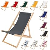 IMPWOOD Liegestuhl grau,Strandstuhl aus Holz,bis 100 kg,klappbar,Liege aus Buchenholz,Holzklappstuhl,Strandliege,Klappliege für Strand,Holz-Liegestuhl