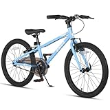 Glerc AMOS 20 Zoll Kinderfahrrad für 6 7 8 9 jährige Jungen Mädchen Teenager mit Zwei Handbremsen und verstellbarem Ständer, Blau