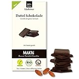 MAKRi® BIO Dattel Schokolade - ohne raffinierten Zucker, Mit Datteln gesüßt, Vegan & Fair gehandelt (Edelbitter 80%, 1 Tafel)