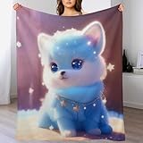 VFSAfiwaf Niedliche Katzen-Flanell-Decken, Überwurf für Sofa, Schlafzimmer, Couch, Reisen, Schlafzimmer, Zubehör, flauschige Mikrofaser-Fleece-Decken – weich, leicht, Plüsch-Bettdecke (100 x 130 cm)