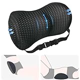 KINDLUME Lumbalkissen, Rückenstützkissen für Autositz Und Bürostuhl, Lendenwirbelkissen Mit Verstellbaren Gurten, Ischias Kissen Aus Memory-Schaum, 4D Atmungsaktives Mesh, für Büro, Auto, Reisen