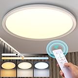 ACMETOP LED Deckenleuchte Dimmbar, 24W Deckenlampe mit Fernbedienung 3000K-6500K Deckenleuchte Flach, IP54 Wasserfest Badezimmer Lampe Ultra Dünn für Schlafzimmer Küche Wohnzimmer Kinderzimmer
