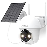 ANRAN 2K Überwachungskamera Akku Aussen WLAN 360 Grad Schwenkbare Dome Kamera mit Solarpanel, PIR Bewegungserkennung mit Flutlicht und Alarm, Nachtsicht, 2-Wege-Audio mit Alexa, 2,4GHz WLAN, Q01 Weiß