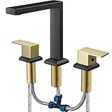 HEYMYTAP Römischer Wannenarmatur, massives Messing, 3 Löcher, Deckmontage, 19,5 cm längere Auslaufreichweite, kein Auslaufen