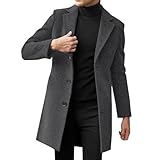 2025 - Herren Schlanker Wintermantel Reverskragen Langarm Gepolsterte Lederjacke Vintage Verdicken Mantel Schaffelljacke Daunen Herren Wintermantel (Dark Gray, XL)
