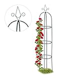 Relaxdays, dunkelgrün Rankhilfe, rund, freistehend, Rosen, Tomaten, Wein, Garten, wetterfest, XL Rankobelisk, H: 200 cm, Dome, 10026251, Rankhilfe Dome