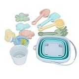 Hamwesh Kids Beach Toys Set, 11pcs Zusammenklappbare Sandeimer und Schaufeln mit Sandformen für Kleinkinder Mädchen Interaktive Sandbox -Spielplätze Poolspielzeug Spielzeug (Blue)