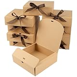 GXFCING Geschenkbox mit Deckel, 16x16x5cm Kraftkarton Geschenkkarton, Braun Geschenkverpackung Box für Hochzeit Geburtstag Weihnachten Party Geschenke Verpackung, 10 Stück