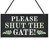 RED OCEAN Türschild zum Aufhängen, Aufschrift 'Please Shut The Gate', Heimdekoration, Gartenschild