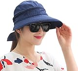 Sonnenhut Damen Strandhut Sonnenschutz Sommerhut mit Reißverschluss Breite Krempe Kappe Faltbar Visor Cap Abnehmbar Sonnenmütze Atmungsaktiv Frauenhut Outdoor Schirmmütze für Reisen Camping Golf