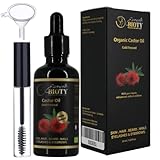 Essence & Bioty RIZINUSÖL BIO 50ml I 100% Rein, Natürlich, Kaltgepresst, Vegan I Haare, Bart, Wimpern, Augenbrauen, Nägel I Castor Oil I Lichtschutz Miron Glasflasche+Pipette mit Skala+Mascara k