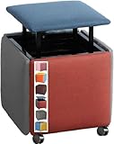 Stapelbarer Ottoman-Fußhocker Stuhl, 5-in-1 gepolsterter Sitzwürfel mit Rollen, vielseitige Fußstütze und Schuhbank