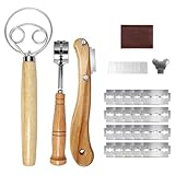 Veftsvy 3 Stück Bäckermesser Set - Dänischer Schneebesen Teigmesser Brotmesser mit 20 Ersatzklingen für Gerade und Schräg Schnitte, Ideal als Brot Backen Zubehör für Baguette, Brötchen und Backen