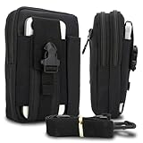 Cadorabo Taktische Handytasche in Uni SCHWARZ -Molle-EDC-Tasche kompatibel mit Apple iPod Touch 5 mit Schultergurt -Handyhalter, Militär Gürteltasche, Hüfttasche