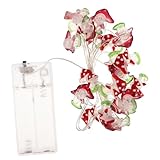 MOTHNUR Schnur Festival-Lampen- led ligts led-light bürodeko Hängende Solarleuchten für den Außenbereich Pilz Lichterketten Hallo Szene-Layout-Lampe Herbstblattlichter Kupferkabel rot