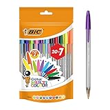 BIC 942050 Cristal Multicolour Kugelschreiber, breite Spitze, 1,6 mm, Beutel mit 20 + 7 Stück, ideal für Zeichnungen und Notizen, 27 Stück (1er Pack)