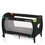 Hauck Reisebett Sleep N Play Go Plus 120 x 60 cm, für Babys und Kinder ab Geburt bis 15 kg, mit Rollen, Leicht, Kompakt Faltbar, Inklusive Transporttasche und Faltboden, Schlupf, Schwarz