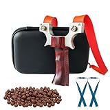Luoyer® Zwille Steinschleuder Profi für Jagd Slingshot Clip-Anbindungstechnik Schleuder aus Edelstahl Holz Griff Katapult Set mit Gummibänder Tonkugeln für Erwachsene Outdoor Sport