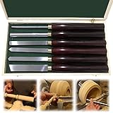 Zimmerei 6 Stück HSS Drechselmesser Set Mit Holzkiste Holzdrehmaschinen Meißel Schnitzwerkzeuge Drechseleisen Drehmeißel Set Für Holzschnitzereien Wurzelschnitzmöbel(Size:6set)