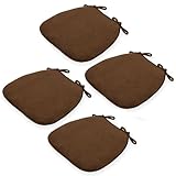 Generisch Sitzkissen Halbrund Waschbares Stuhlkissen Cord 43x41x35cm mit Rutschfester Unterseite & Bindebändern Stuhlauflage für Gartenstuhl, Esszimmerstuhl oder Bürostuhl,Braun,4PCS