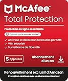 McAfee Total Protection (5 Geräte) 2025 | Secure VPN, Sicherheitssoftware mit Virenschutz,Kennwort-Manager, Identitätsüberwachung |Amazon Abonnements