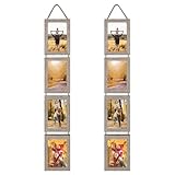 EYMPEU 10x15 Collage Vier aufgehängte Bilderrahmen Set, rustikale 8 offen vertikalen Rahmen gemacht, um 10x15 cm Foto-Postkarte für Wanddekoration anzuzeigen, Grau