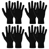 4 Paar Gestrickte Winterhandschuhe Schwarz Damen Thermohandschuhe Baumwolle Vollfingerhandschuhe Winter Schneehandschuhe Unisex Damen Herren Wandern Bekleidungs Zubehör