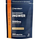 Ingwer Tabletten 3000mg Tagesdosis | 1000mg Zingiber Officinale pro Stück | Ingwerwurzel extrakt | 200 Vegane Stück | Ginger Root | von Horbaach