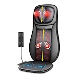 Snailax Massagesitzauflage, Shiatsu Rückenmassagegerät Massageauflage mit Wärmefunktion, Vibrationsfunktion, Ganzkörpermassage, Massagesessel mit drei Massagezonen, Geschenke für Männer/Frauen