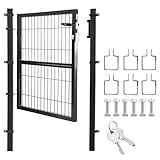 Ansobea Gartentür Gartentor Hoftor Zauntür Tor Inkl. Schloss 120 x 100 cm Zauntor Garten Gartenpforte Gitterzaun