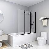 Xichuzi Faltbare Duschkabine 3 Paneele ESG, Duschabtrennung, Schiebetür Dusche, Duschwanddichtung, Duschkabinen Ersatzteile, Dusche Eckeinstieg, 130x138 cm Schwarz