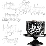 6 Stück Happy Birthday Cake Topper Tortendeko Happy Birthday Silber Kuchenaufsätze Spiegel Acryl Kuchenaufsätze Seitliche Cake Topper Geburtstag für Geburtstagsparty Kuchen Desserts Gebäck